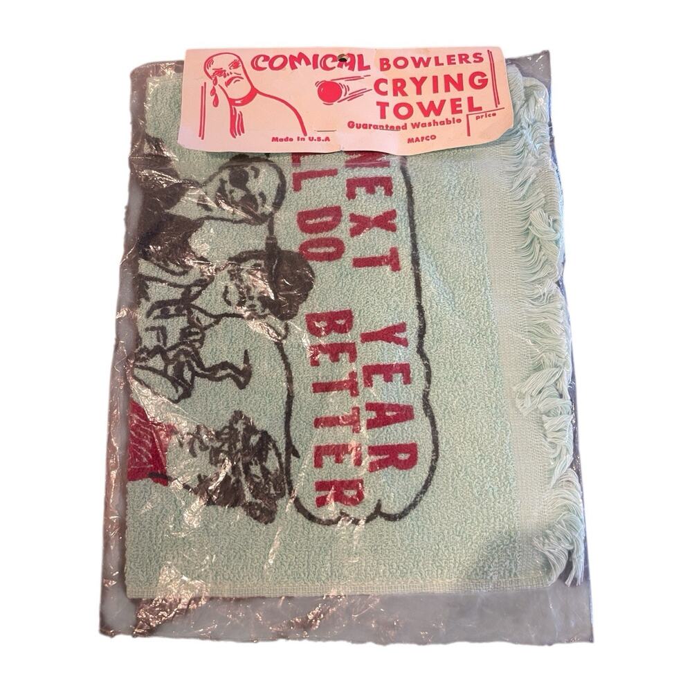 Vintage Mafco Comical Bowlers Crying Towel circa 1960s